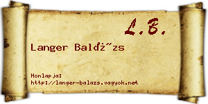 Langer Balázs névjegykártya